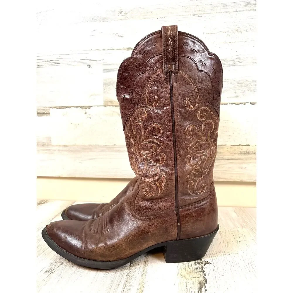 Ariat Womens 10 Brown Heritage R Toe Leather Western Cowgirl Boots